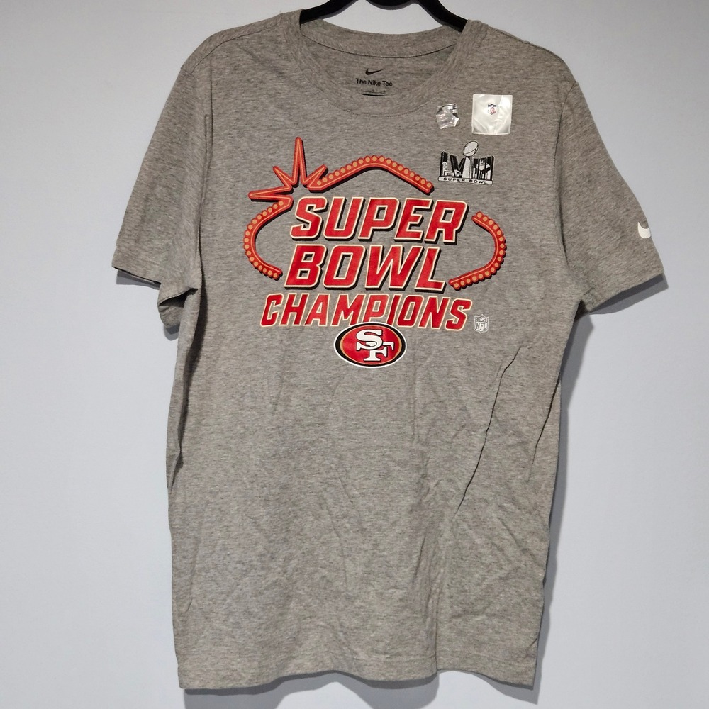 Nike San Francisco 49ers Super Bowl Champions Gray T Shirt Mens Large
